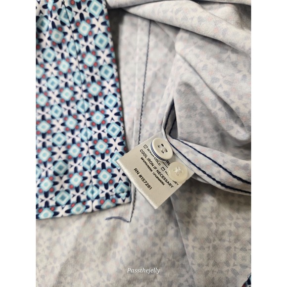 Mizzen+Main Shirt Mens Small Trim Geometric Aztec Print Polo Performance Golf - Picture 11 of 12